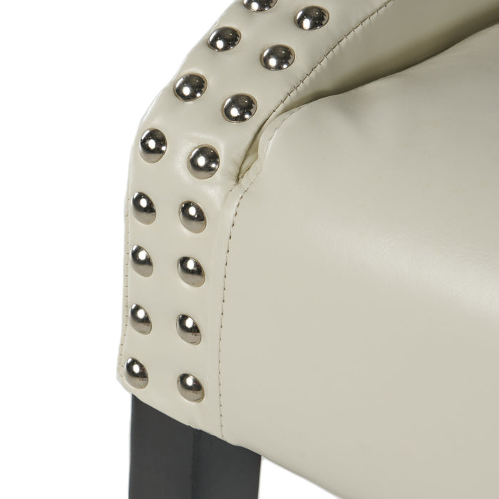 Tabouret De Bar Deborah Avec Accoudoirs, Revêtement En Cuir Reconstitué Matelassé - Coloris Ivoire