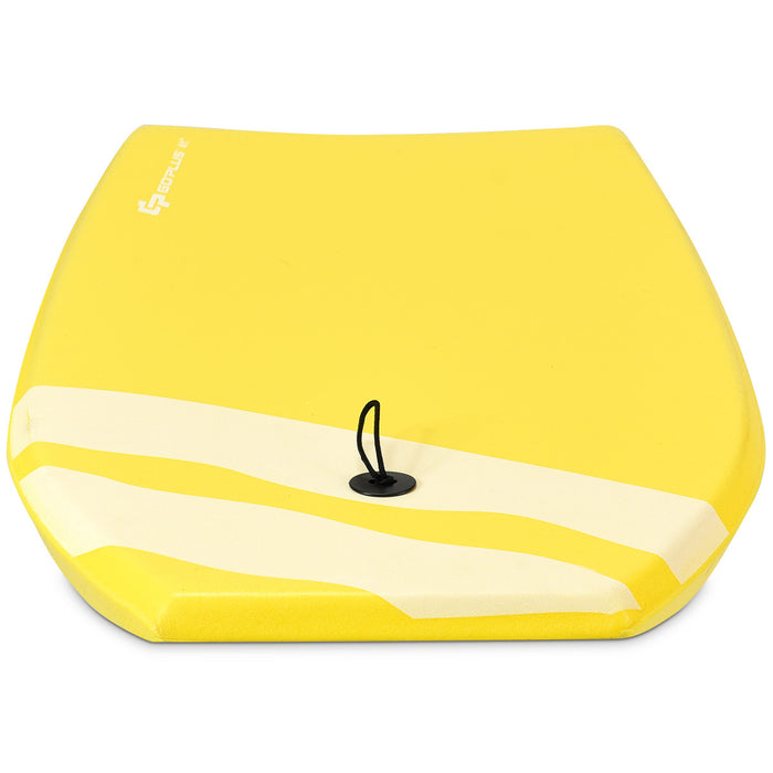 Costway Bodyboard,planche De Surf 41 Pouces En Xpe Avec 90cm De Corde Pour Debutants,amateurs Jaune Avec Noix De Coco + Parasol