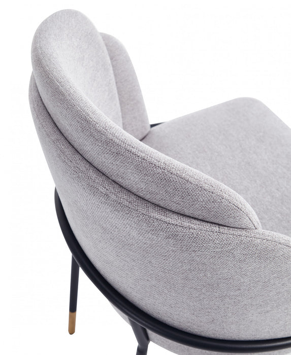 Chaise de salle a manger Flor en metal moderne a tissage serge gris - Lot de 2