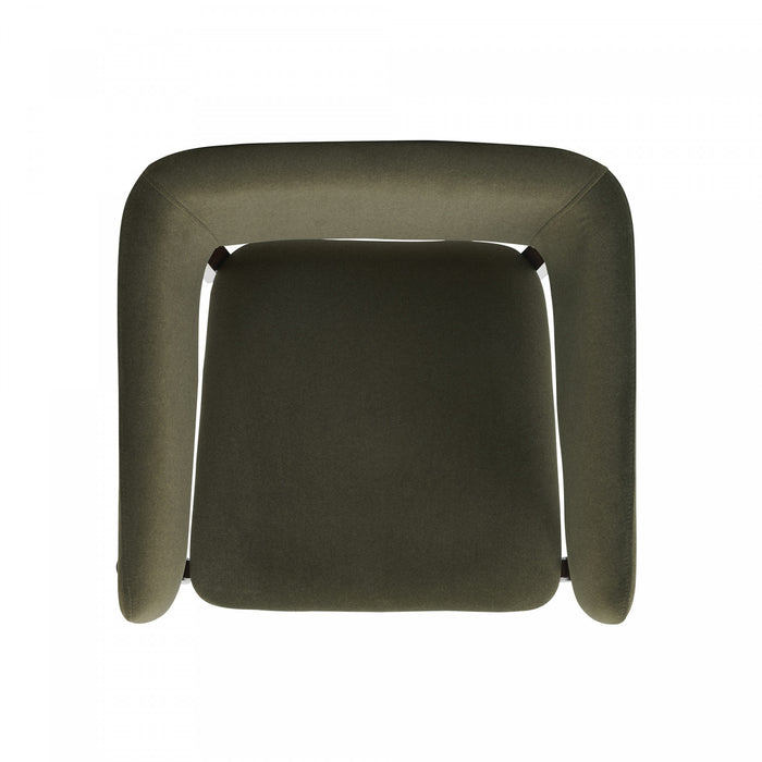 Fauteuil Blake moderne en bois avec effet mohair vert