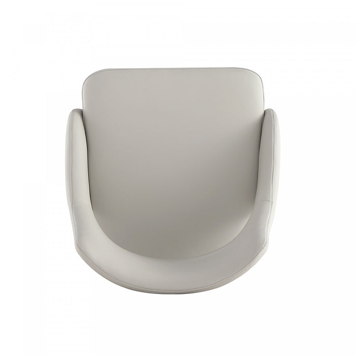 Chaise de salle a manger moderne Tremont en metal et cuir vegetalien gris pierre