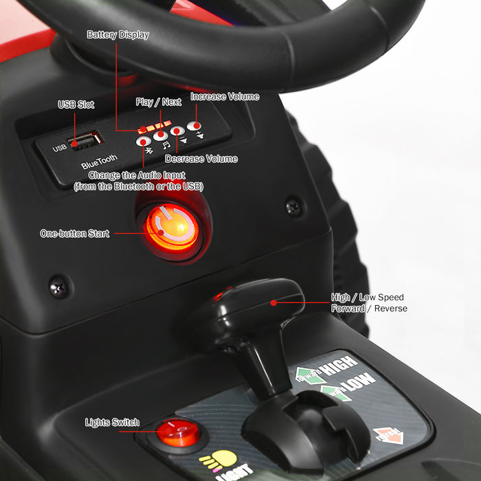 Costway Tracteur A Remorque Electrique 12v Avec Telecommande Et Lumieres Led