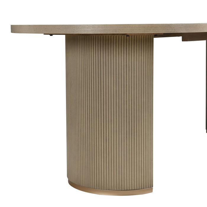 Madison Table a manger ovale en bois massif avec double pietement, bois clair naturel