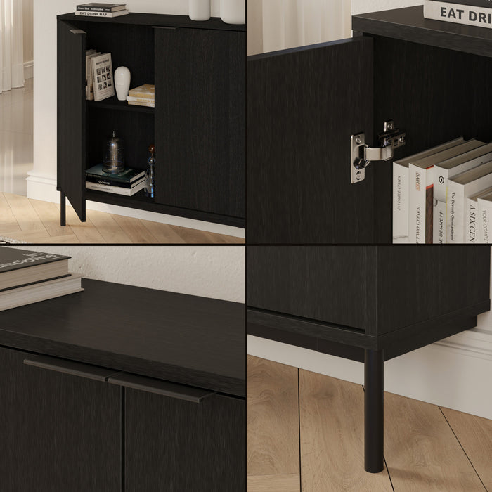 Armoire décorative de rangement mince Nordika à 2 portes - noire