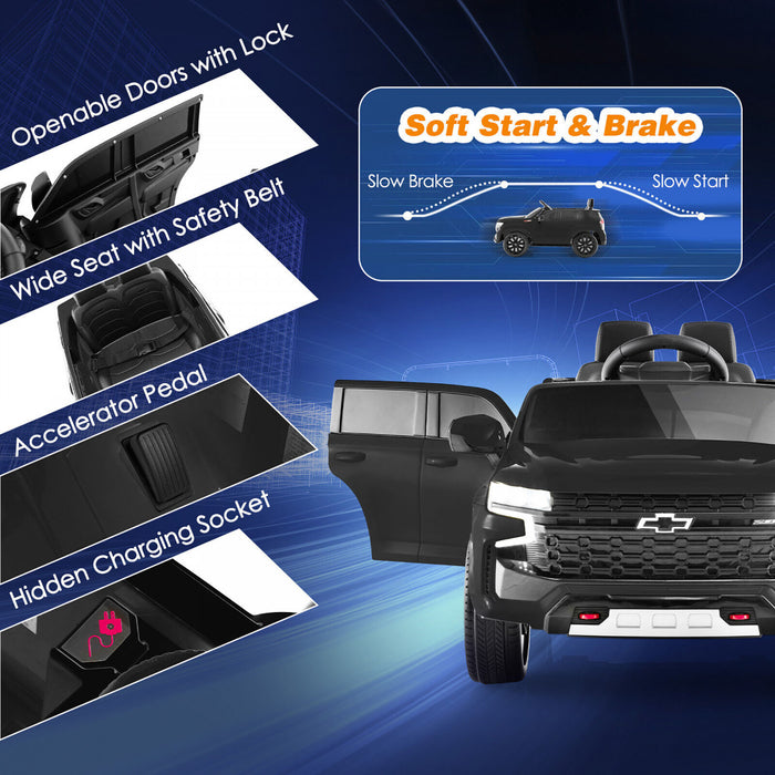 Costway 12v Enfants Rouler Sur La Voiture Chevrolet Tahoe Electrique Camion Suv Telecommande W / Lumiere Et Musique Noir
