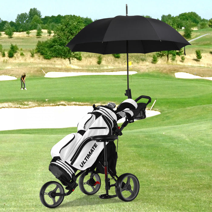 Goplus Pliant 3 Roues Golf Push Cart W/seat Tableau De Bord Poignee Reglable Gris