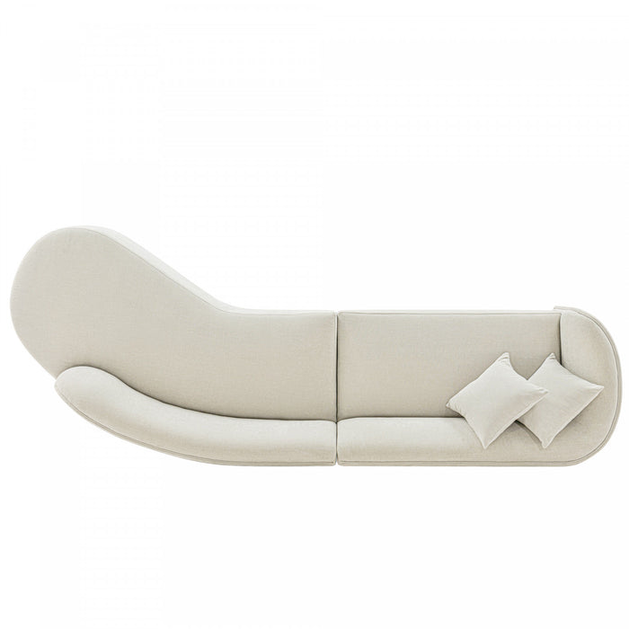 Canape d’angle moderne Daria 132\" en chenille ivoire