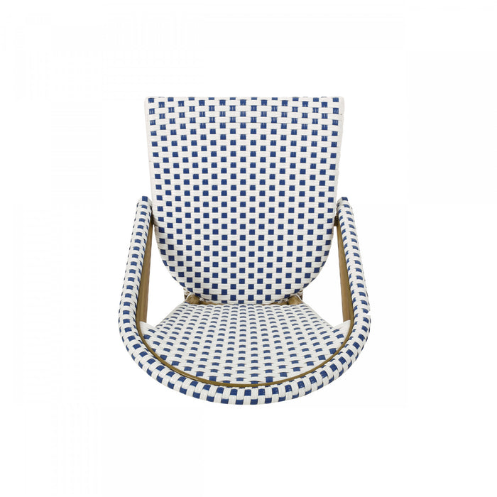 Chaises de bistrot francaises Julien en rotin synthetique et aluminium, lot de 2 - bleu et blanc
