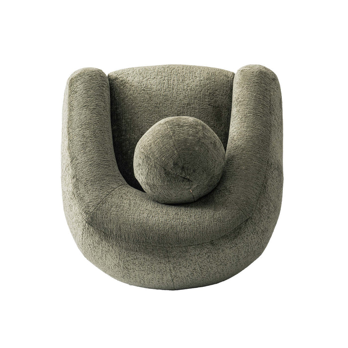 Fauteuil lounge Tribeca style mid-century en chenille vert olive