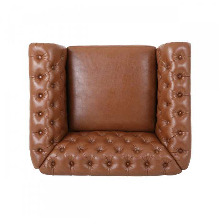 Gibbon Fauteuil Confortable Avec Revetement En Similicuir Et Dossier Capitonne, Marron
