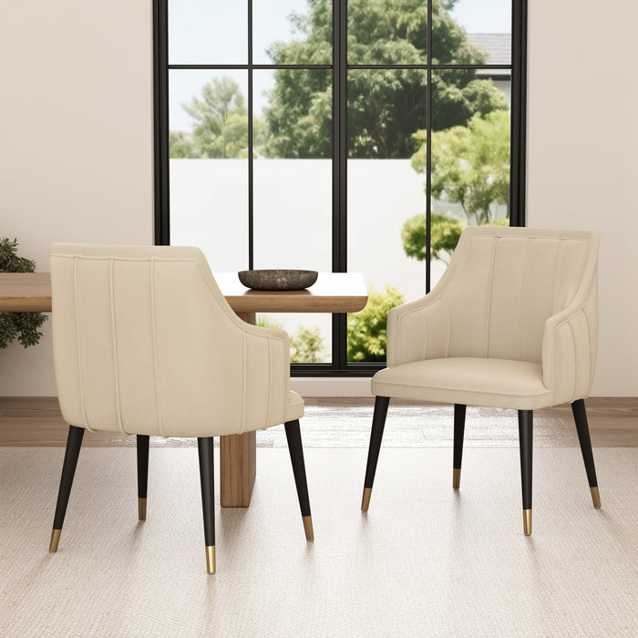 Fauteuil moderne Eda en bois avec accoudoirs, coloris creme