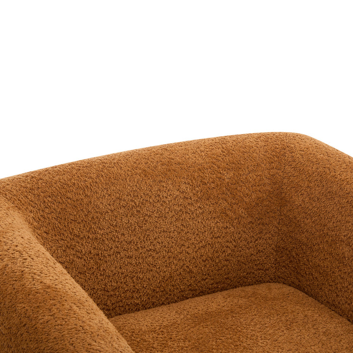 Tuxor Fauteuil Moderne en Bouclette a Design Tuxedo, Caramel, Noyer
