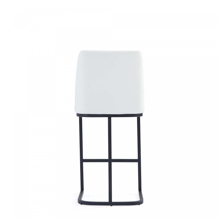 Tabouret de comptoir moderne en metal et tissu Serena, blanc