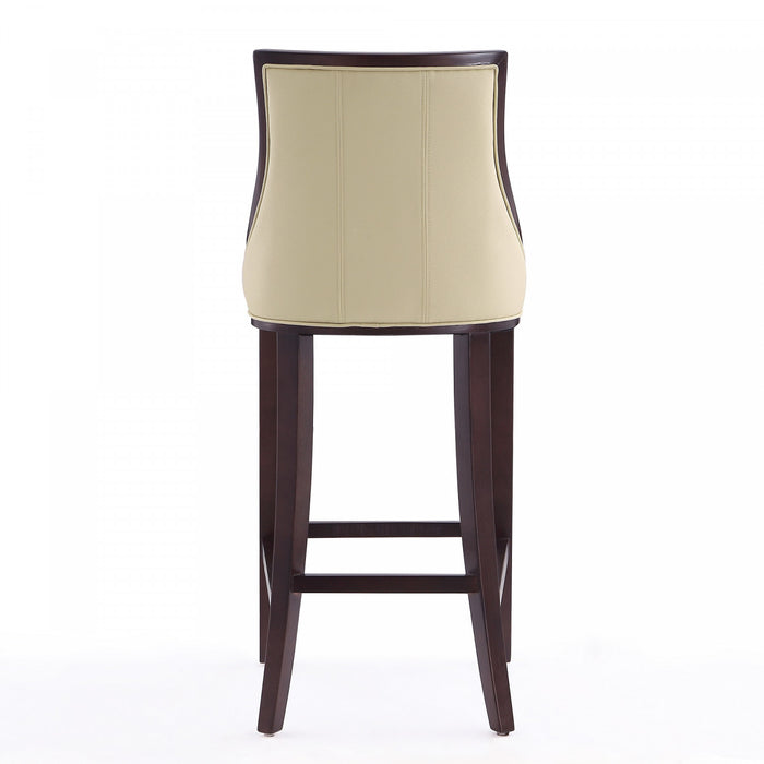 Tabouret de bar traditionnel en bois avec assise rembourree creme Fifth Avenue - Lot de 2