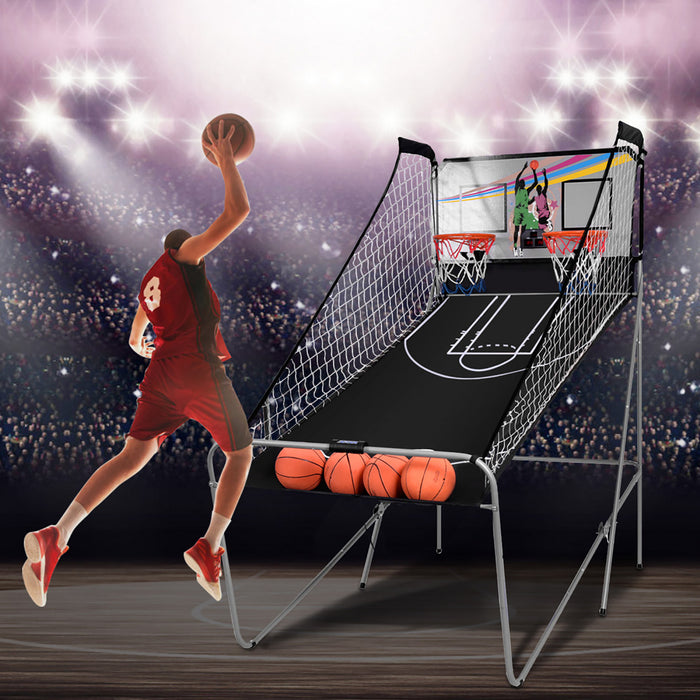 Costway Jeu De Basketball Arcade Panier Compteur Basketball Panier De Basketball Arcade Blanc Et Noir 202 X 107 X 205 Cm En Acier