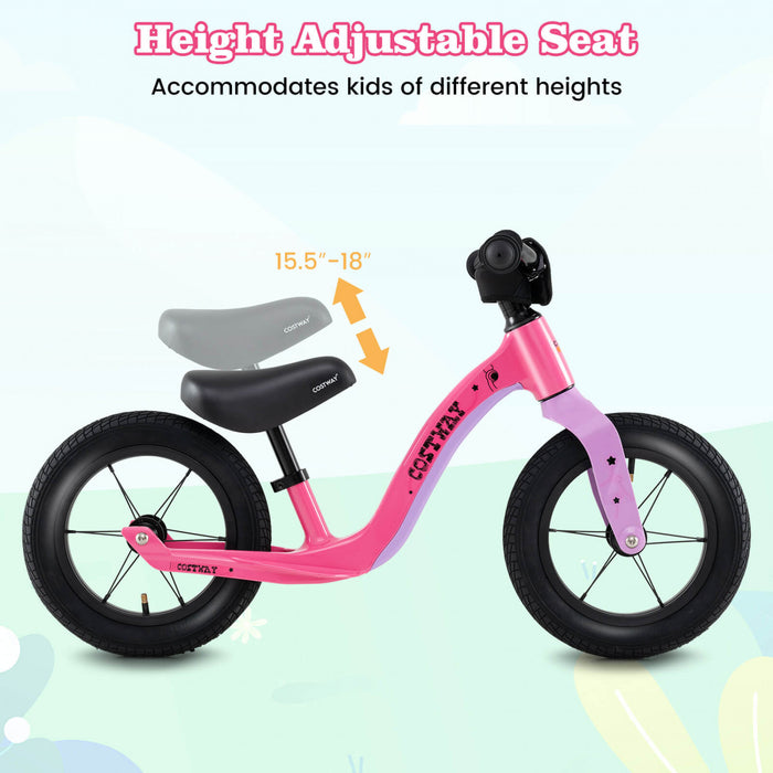 Costway 12 Pouces Magnesium Tout-petit Equilibre Velo Sans Pedale Entrainement Tout-petit Equilibre Velo Rose
