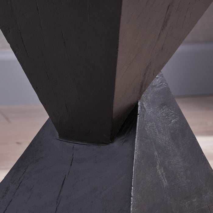 Table d'appoint geometrique torsadee Zane 18 pouces MGO, table laterale interieure a grain de bois, noir