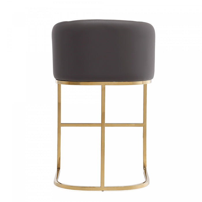 Tabouret de comptoir rembourre en metal gris style mid-century modern Louvre - Lot de 2
