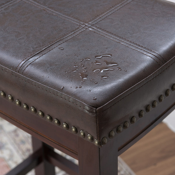 Tabouret bar Claridge en similicuir et sans dossier - brun