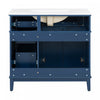 Marshall 36 Inch Modern Bathroom Vanity with Ceramic Sink & Storage, Blue | Meuble de salle de bain moderne Marshall 36 pouces avec lavabo ceramique et rangement, bleu