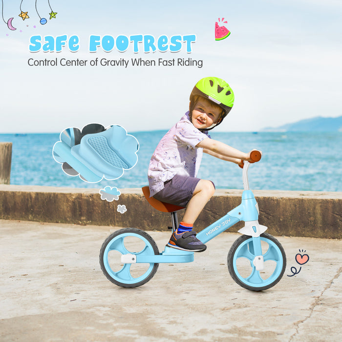 Honey Joy Kids Balance Bike Toddler Training Bike W / Feetrests Pour 2-5 Ans Bleu