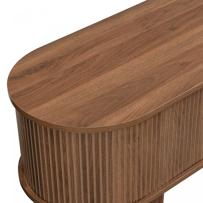 Rustic Meuble TV 69 po avec Porte Coulissante et Finition Noyer, Bois