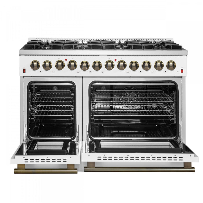 Cuisiniere a double combustible Galiano 48 po, blanche, 6,58 pi³ double four - FFSGS6156-48WHT