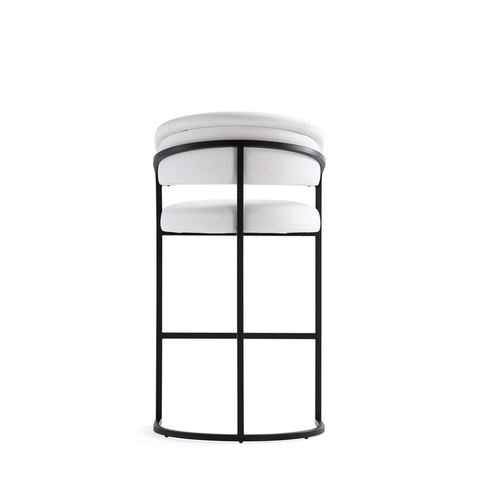 Tabouret de bar moderne Augusta en metal et tissu, blanc - Lot de 2