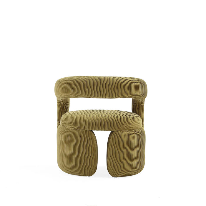 Fauteuil lounge Corvette style moderne du milieu du siecle en velours vert olive