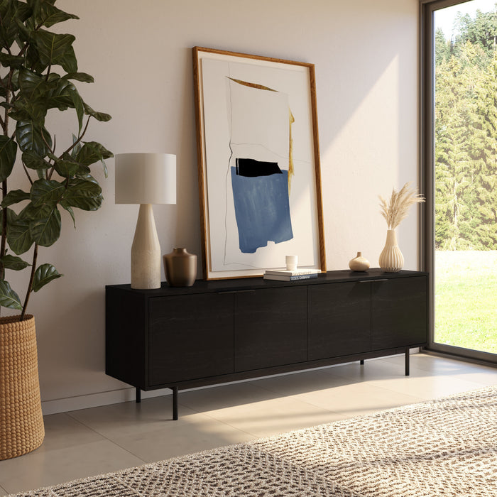 Meuble pour téléviseur Hamilton de Nordika de 70 po avec 4 armoires de rangement - noir