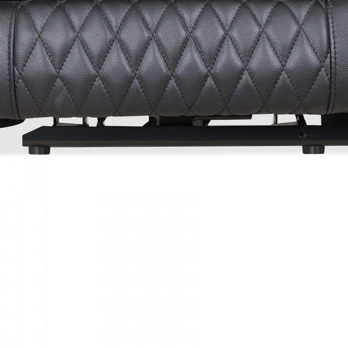 Sofa inclinable electrique Kingsley de 78 po en cuir assorti avec console de rangement et USB - Noir