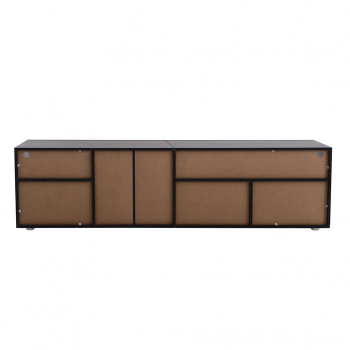 James 70.8\" Cabinet TV Moderne avec Eclairage LED USB et Facade Haute Brillance, Noir