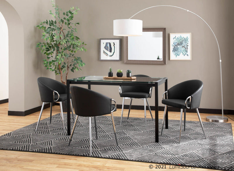 Chaise de salle à manger somptueuse contemporaine Claire en similicuir - argentée et noire