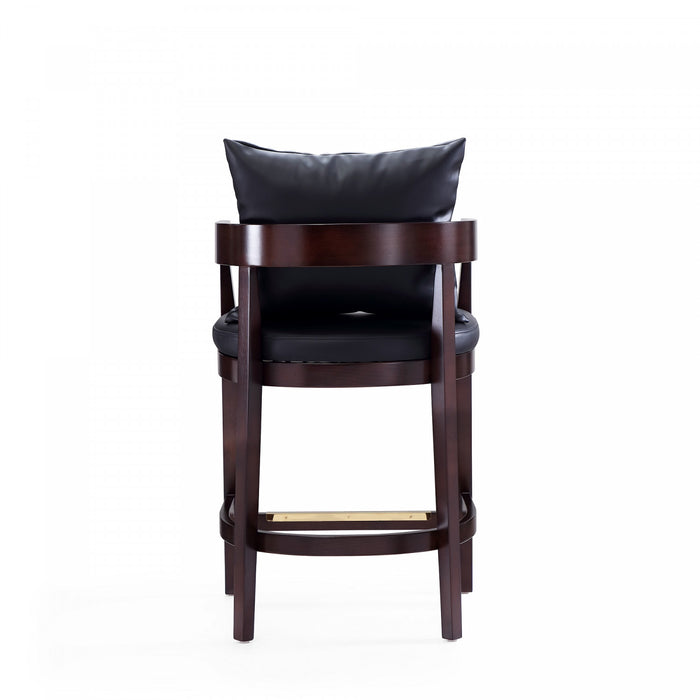 Tabouret de comptoir en bois et tissu Ritz style milieu du siecle, noir - Lot de 3