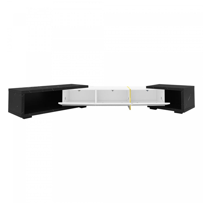 Liam 55.1\"–102\" Cabinet TV Moderne avec Longueur Ajustable et Fonction Rotative, Noir