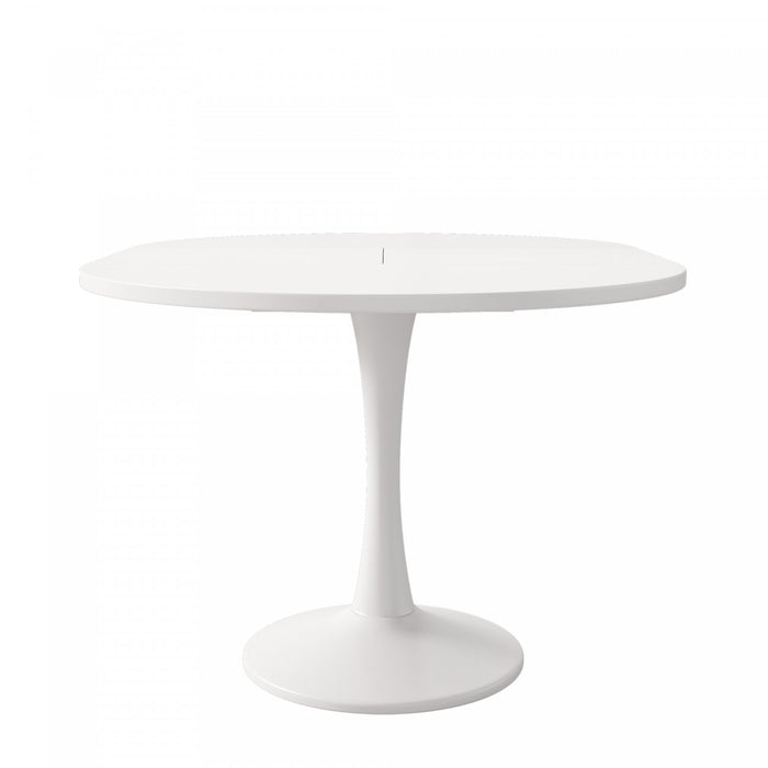Table a manger ronde extensible Liam avec fonction gain de place, blanche