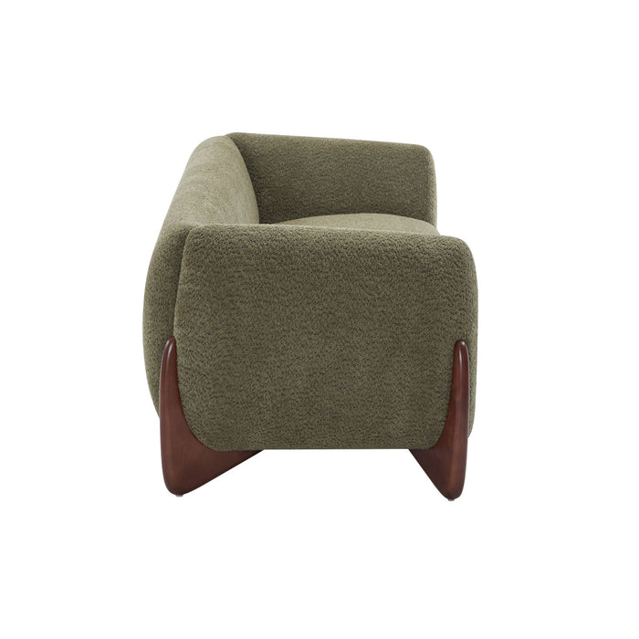Harold Canape 3 places en bois de 82,75\" avec revetement boucle et sherpa, vert olive