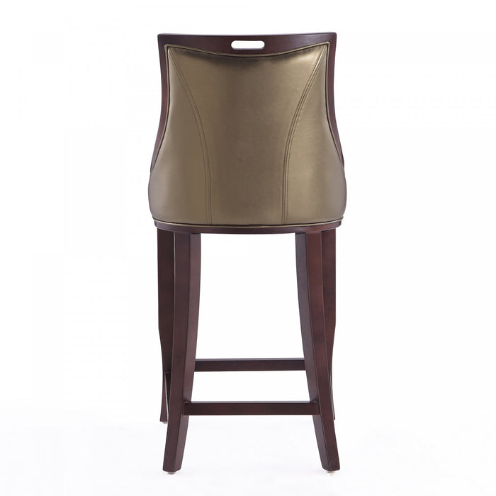 Tabouret de bar en bois traditionnel Emperor avec assise rembourree, bronze - Lot de 3