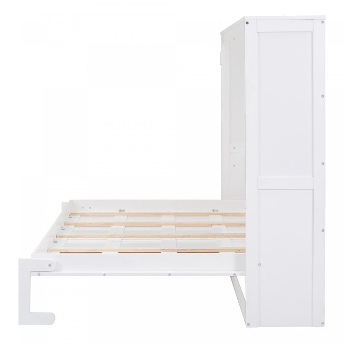 Evelyn Lit mural escamotable gain de place Murphy avec design d’armoire pliable, taille Queen, blanc