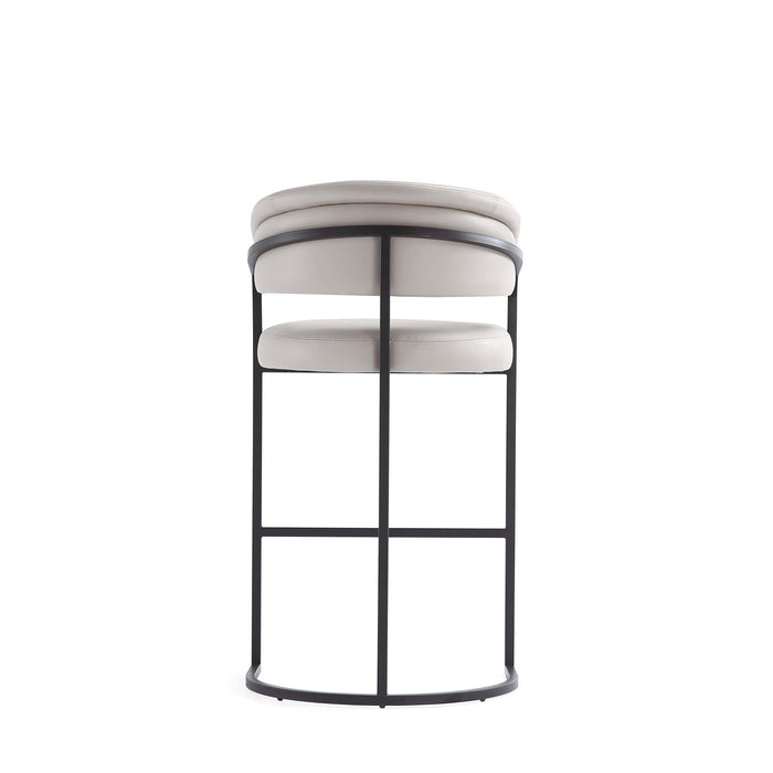 Tabouret de bar moderne Augusta en metal et tissu gris clair - Lot de 2