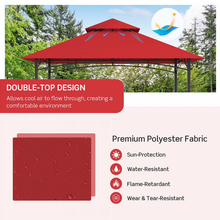 8’ X 5’ Barbecue Grill Gazebo Barbecue A 2 Niveaux Canopy Ventile Etageres Superieures Abri Vin