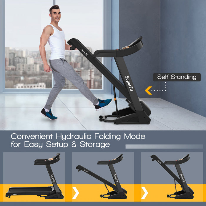 Tapis De Course Electrique Pliant De Marque Superfit De 3,8 Cv Avec Inclinaison Automatique 12 Programmes De Controle Grace A Une Application