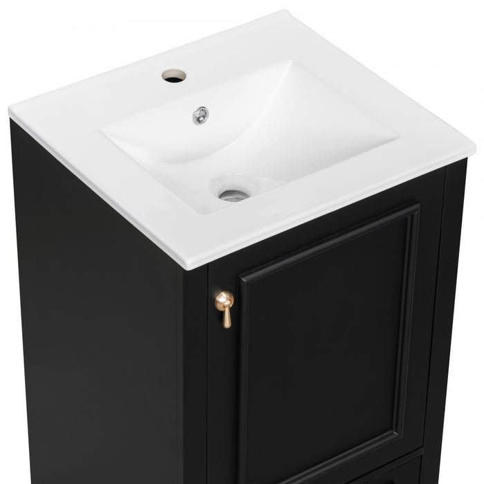 Meuble de salle de bain compact moderne Harper 20 pouces avec lavabo ceramique, noir