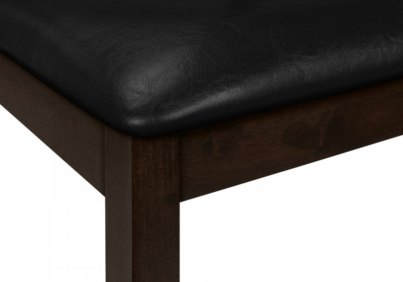 Banc rectangulaire de style transitionnel avec bois massif brun et apparence cuir noir pour la salle à manger, le couloir et l’entrée