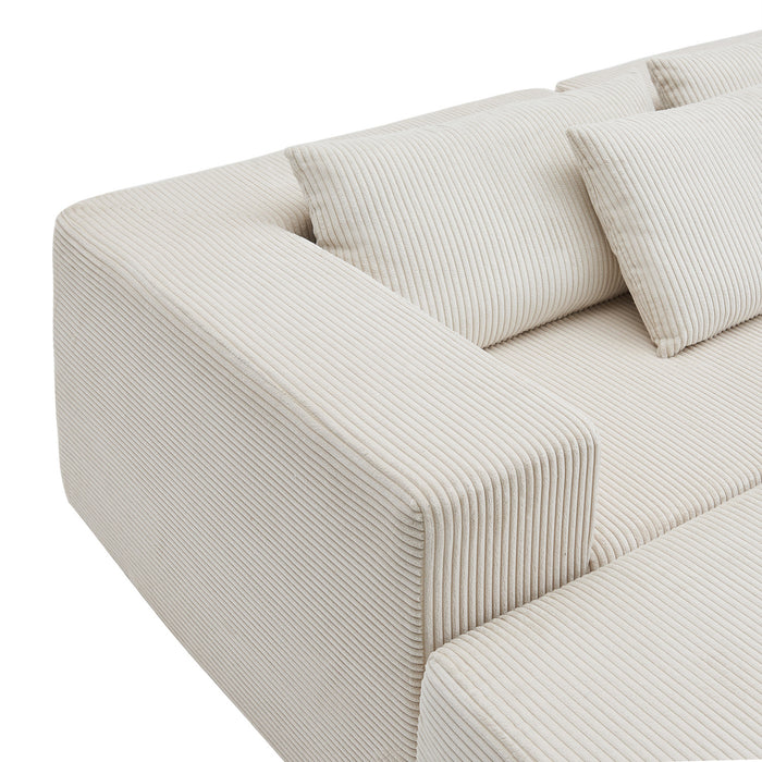 Canapés Modulaires Compressés Paula En Tissu Côtelé, Dossier À Coussins - Beige
