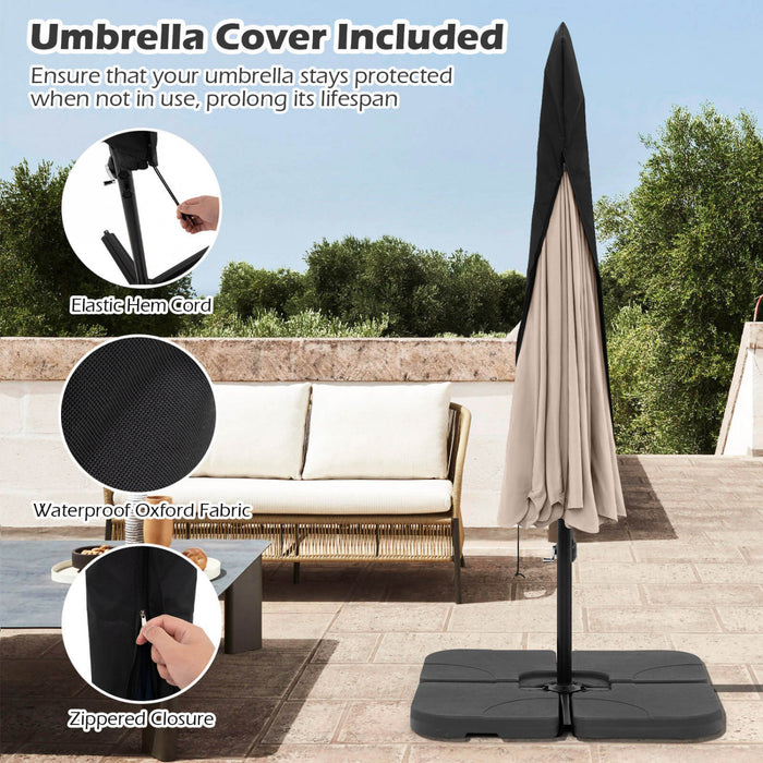Costway Parasol suspendu deporte de 10 pieds, parasol cantilever de patio avec housse beige