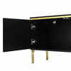 Croma 67 Inch Modern High-Gloss TV Stand with Cable Management and Gold Trim, Black | Croma Meuble TV Moderne Haute Brillance 67 po avec Gestion des Cables et Garniture Doree, Noir