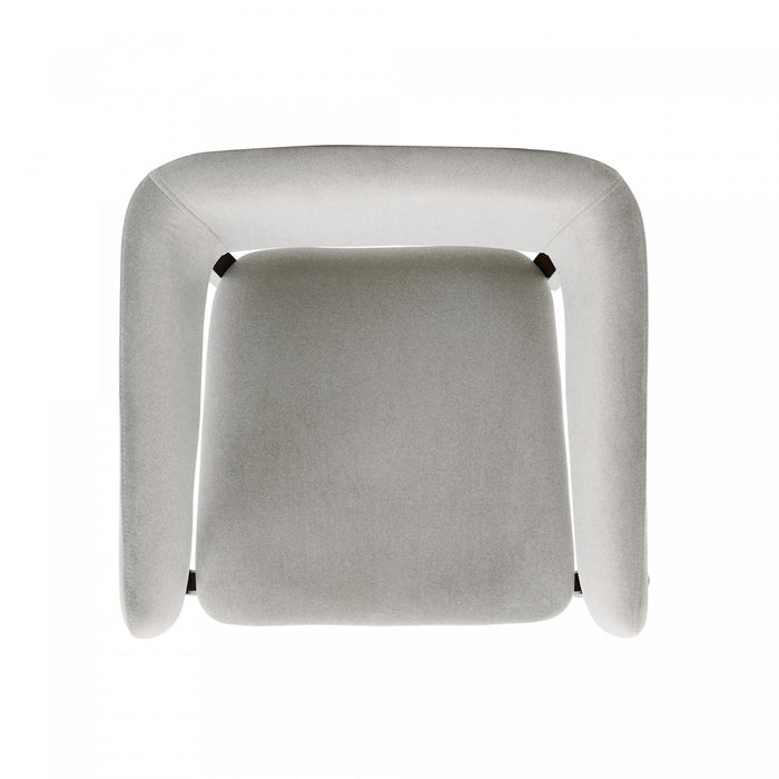 Fauteuil Blake moderne en bois avec effet mohair synthetique, coloris grege