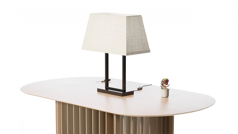 Lampe de table rectangulaire moderne noire de 22 po avec abat-jour en tissu