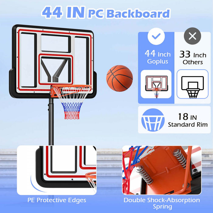 Goplus 7.4-10 Ft Systeme Exterieur De Cercle De Basket-ball Avec 44 Pouces De Panneau Arriere Pc A L'epreuve
